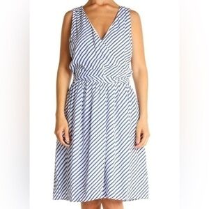 Loft Womens Striped Classic Fit & Flare Dress size 8